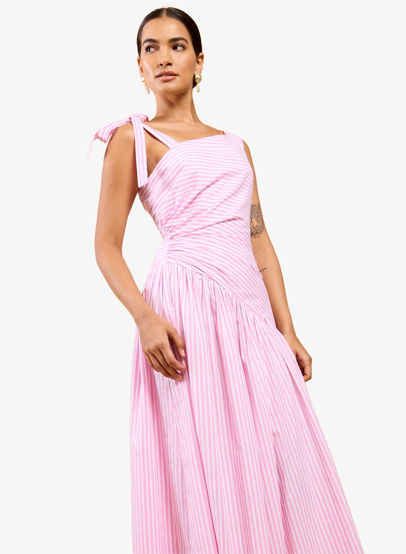 Little Mistress Pink Stripe Midi Dress - Image 4